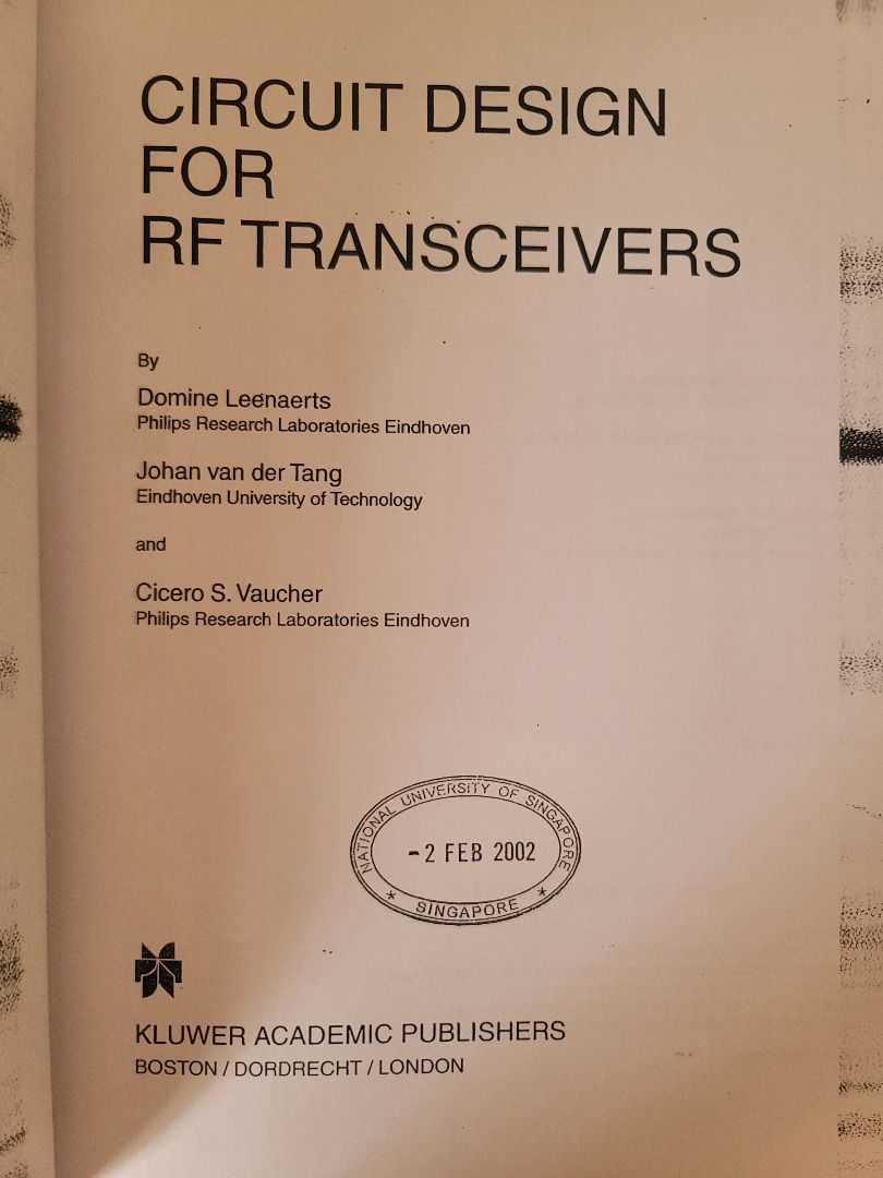 Circuit Design for RF Transceivers, Hobbies & Toys, Books & Magazines