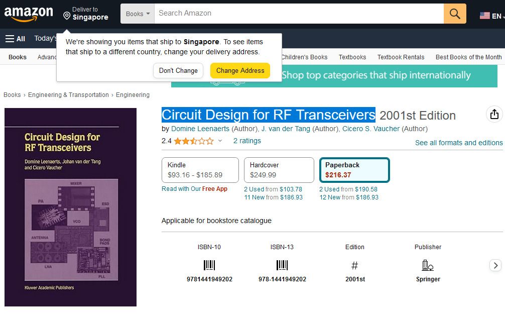 Circuit Design for RF Transceivers, Hobbies & Toys, Books & Magazines