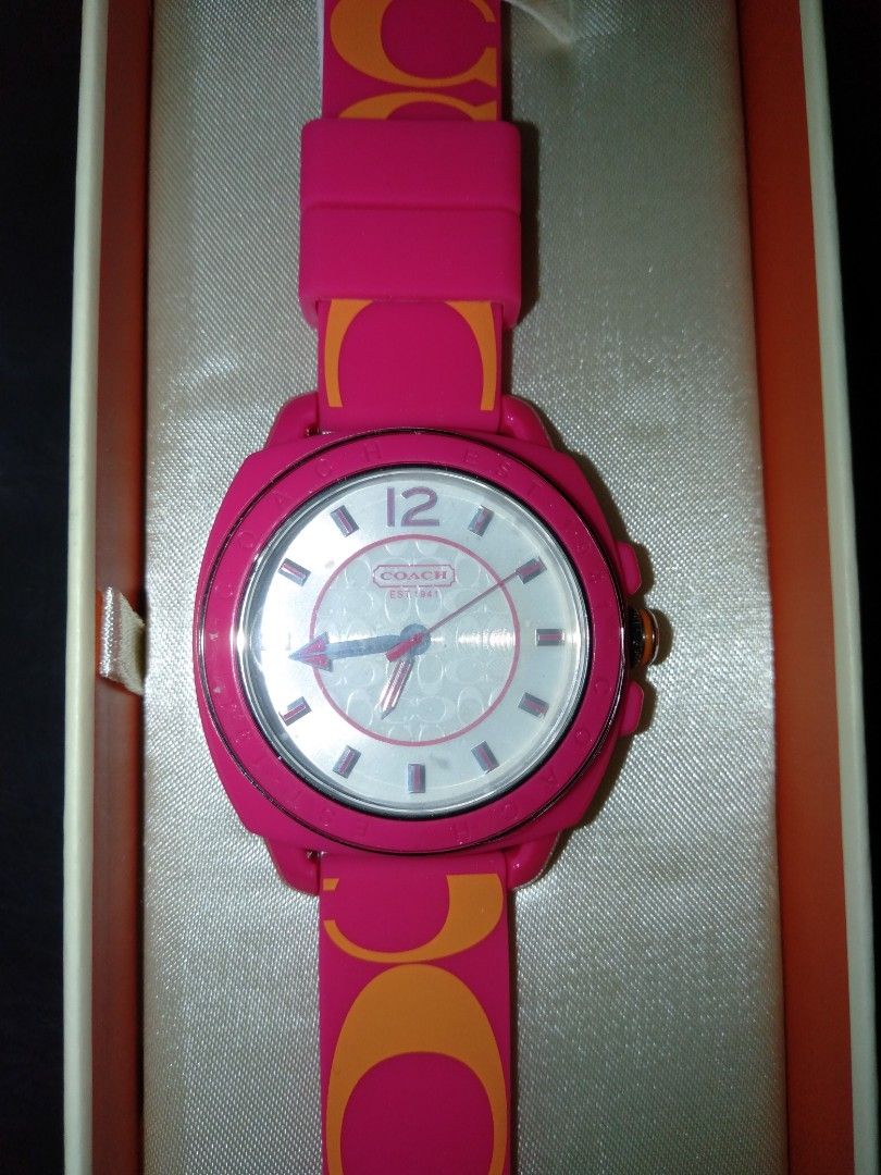 Pink & orange Coach Boyfriend silicon watch Coach Boyfriend Watch Silicon Rubber Pink Orange Strap  main image 4