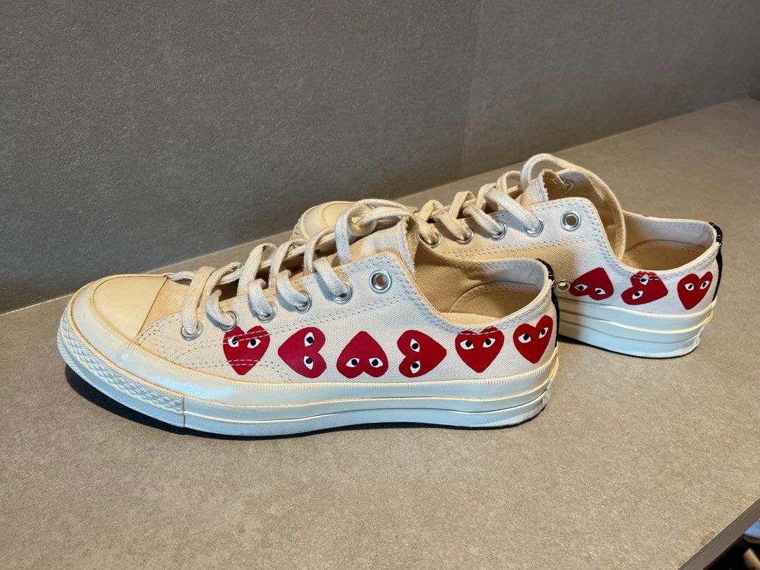 White converse sales w hearts