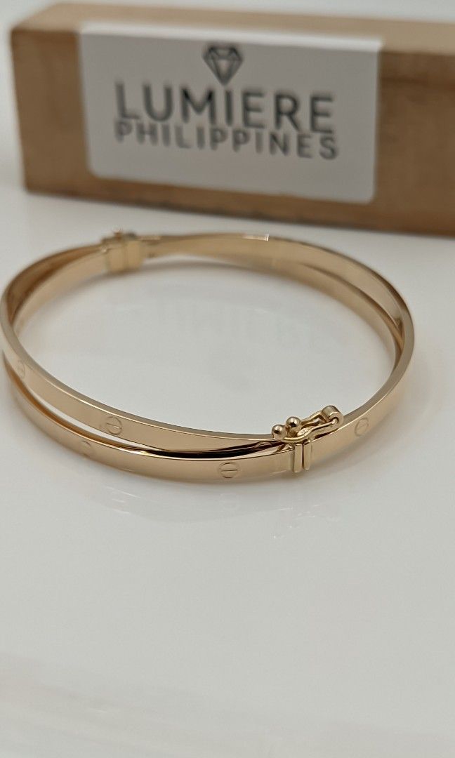 Designer Duo-Bangle with Clip Lock Design | 18CM | 3.0MM/ea | 18K | SDG ...