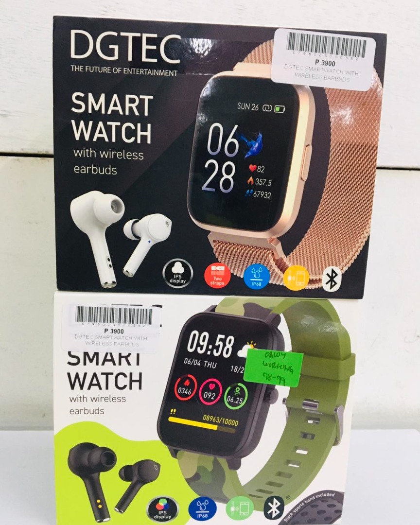 dgtec smart watch with wireless earbuds, Audio, Earphones on Carousell