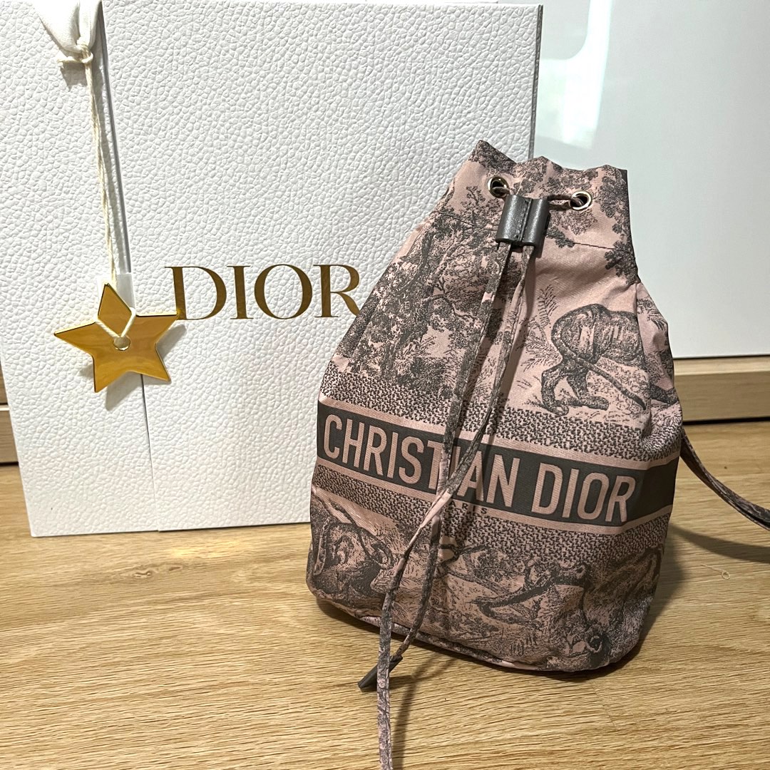 DiorTravel Pouch Gray and Pink Technical Fabric with Toile de Jouy