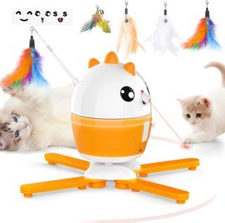 Cat Slow Feeder Ball Cat Tumbler with 2 Retractable Cat Toy, Adjustabl