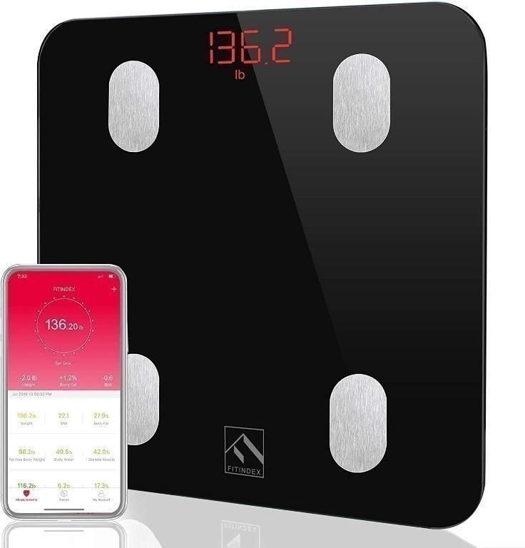 FITINDEX Bluetooth Body Fat Scale Smart Wireless BMI Bathroom