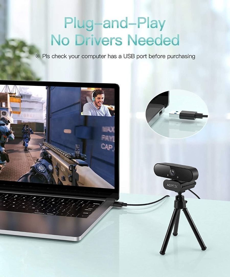DISCOUNTED! Webcam for PC with Microphone, AGPTEK 1080P Full HD Webcam ...