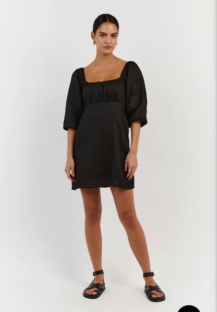 Dissh DISSH LILAH BLACK LINEN MINI DRESS, Women's Fashion, Dresses & Sets ...