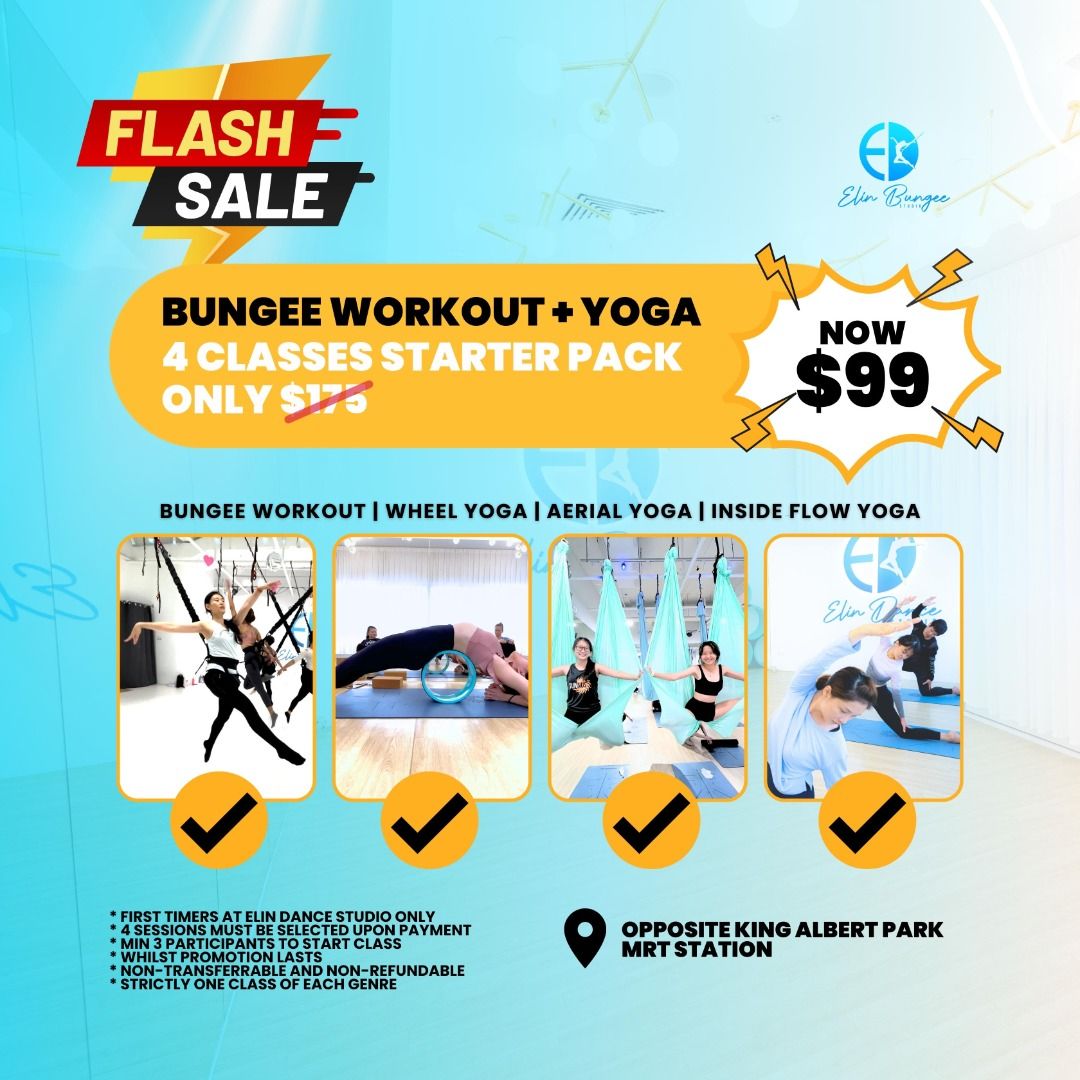 Bungee + 3 Yoga Starter Pack at $99 NETT, Tickets & Vouchers