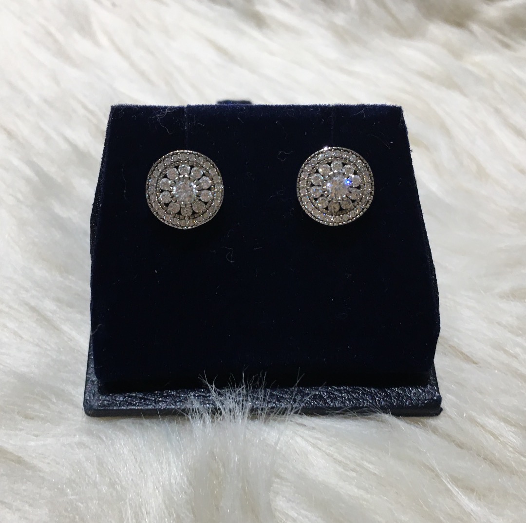Faux Diamond Earrings Set on 925 Sterling Silver Wedding Jewelry