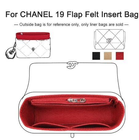 For CHANEL 19Bag Make up Organizer Felt Cloth Handbag Insert Bag