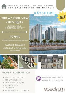 For Sale! 2BR Bayshore Residential Resort - Assume Balance! P17Mil cash out only