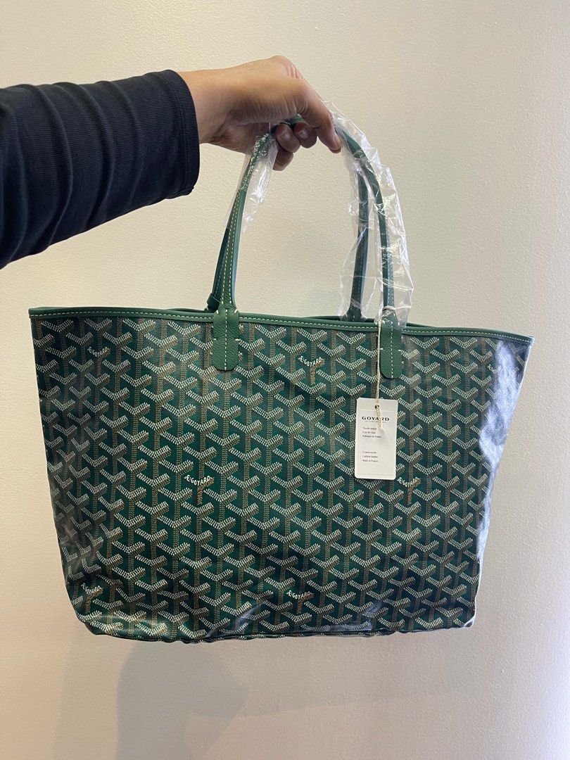 Goyard, Bags, Authentic Goyard St Louis Pm Green Tote Bag With Pouch