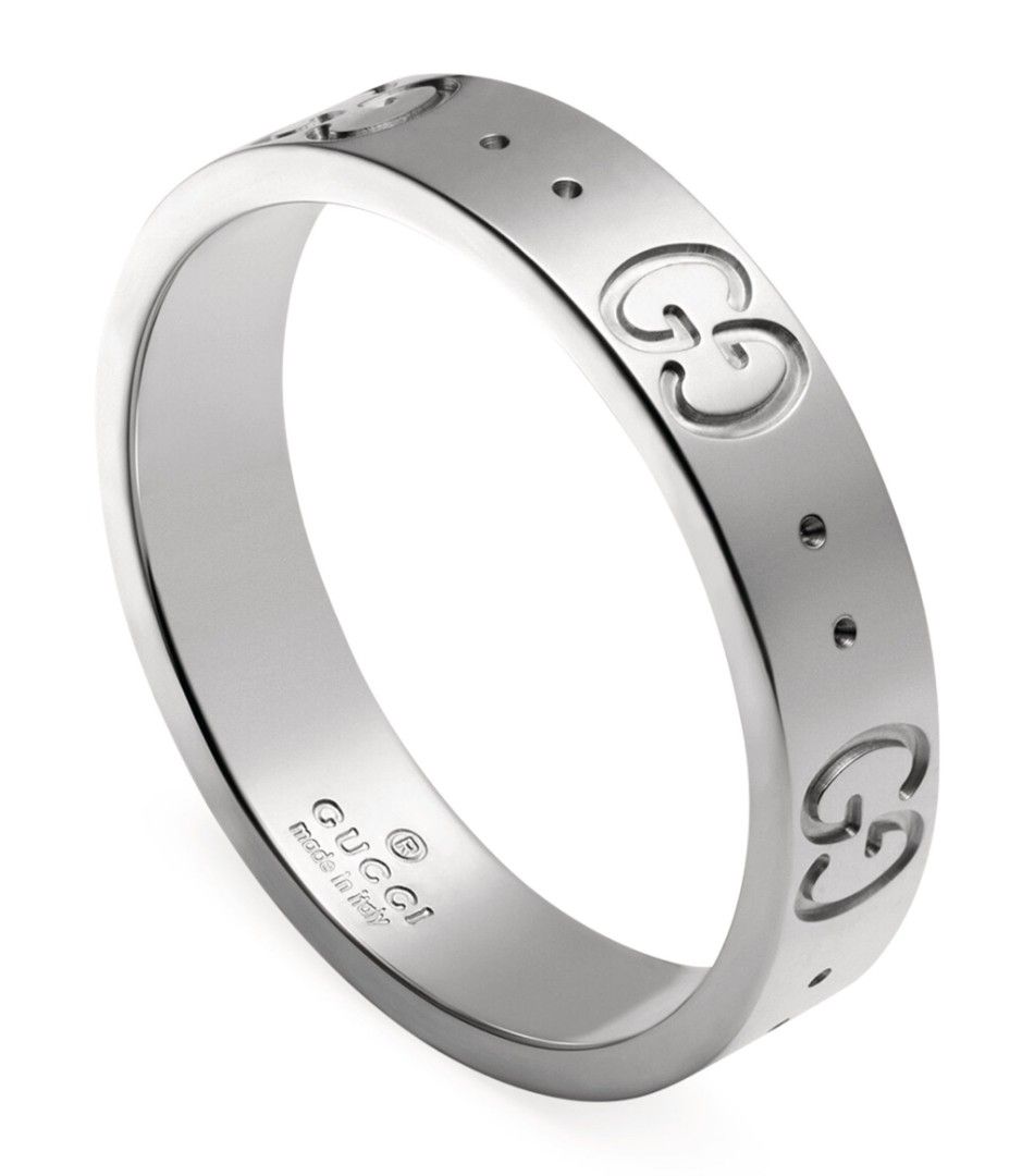 Gucci 18K 750 White Gold GG ICON Ring size 55 Women s Fashion