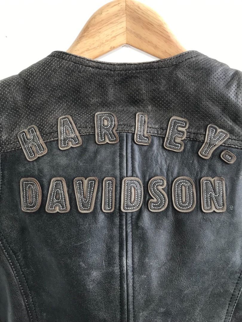 Harley davidson distressed leather vest cheap
