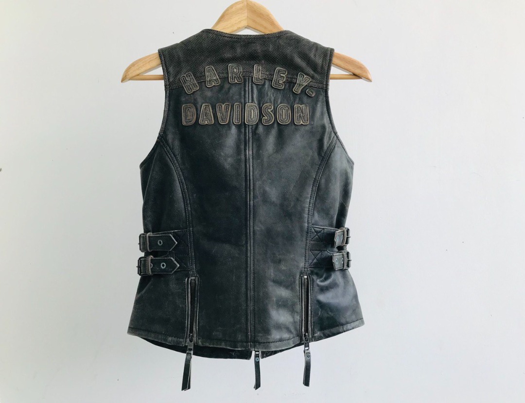 Harley davidson 2025 sleeveless leather jacket