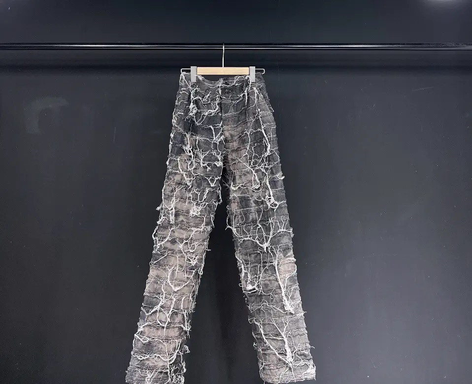 Frayed Seam Paneled Pants