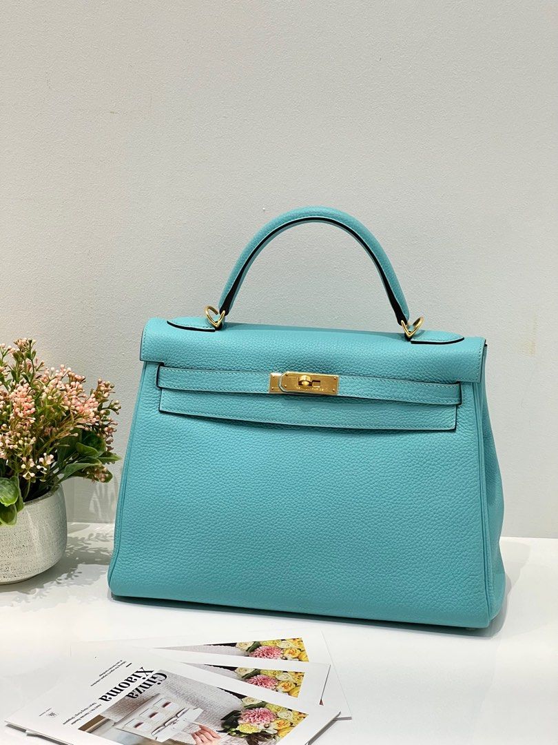 Hermes Birkin 25 Blue Atoll Tiffany Blue Togo Leather Gold