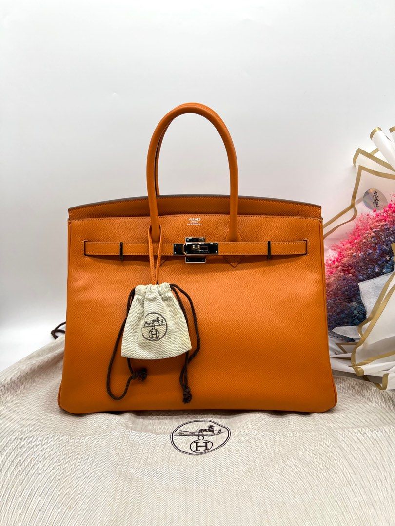 HERMÈS BIRKIN 40 ORANGE LEATHER HANDBAG, Luxury, Bags & Wallets on