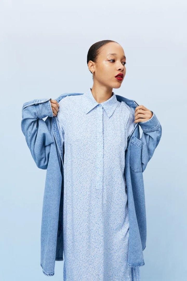 H&m blue patterned dress sale