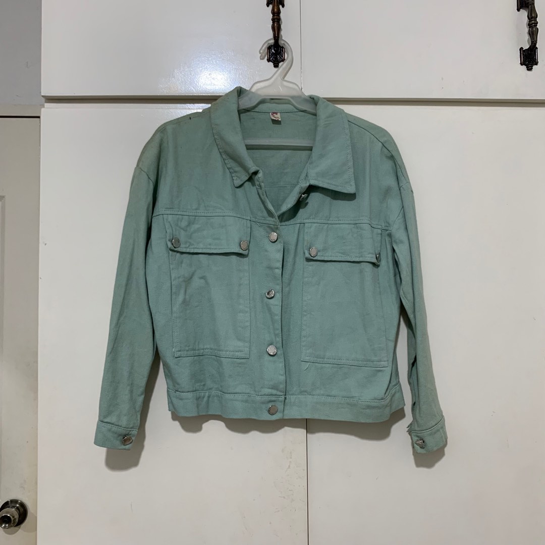 HQ Blue Green / Sage Green Denim Jacket, Women's Fashion, Coats ...