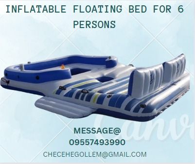 INFLATABLE FLOATING BED FOR 6 PERSON (Category: Water Sports) located in Caloocan City. Submitted by 09051674995 (Listing ID 1257436707, Image 1). Description: Size: 373*264*73CM Packing Details: 1pcs/opp bag 1pcs/carton.