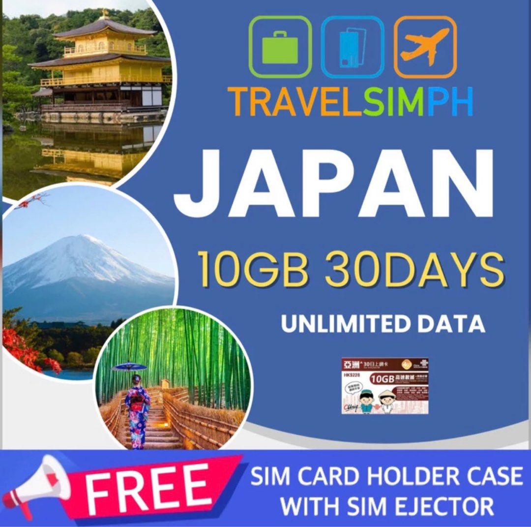 Japan travel sim card 30 days (Category: Sim Cards) located in Manila. Submitted by bornthisway22 (Listing ID 1257417638, Image 2). Description: Japan travel sim card 30 days Bnew nasobrahan lang ng bili 3pcs left.