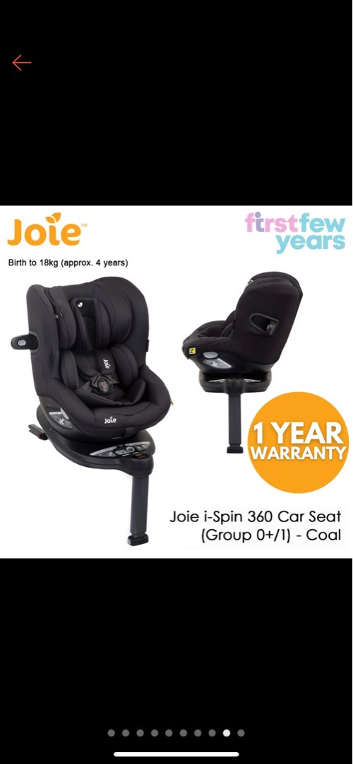 Joie i-Spin 360 Group 0+/1 Baby Car Seat - Coal