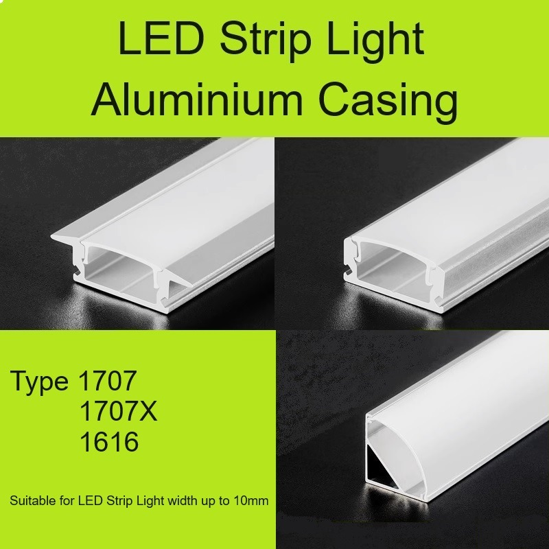 LED Strip Light Aluminium Casing Diffuser Profile Channel 1m 2m 3m ...