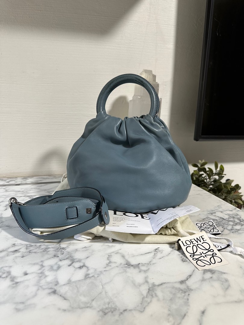 FULL SET Loewe bounce bag in blue azul leather