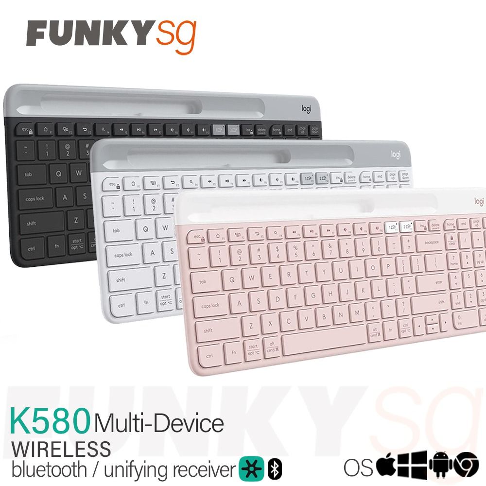 Logitech K580 Wireless Keyboard Slim Multi-Device - DUAL connection (2 ...