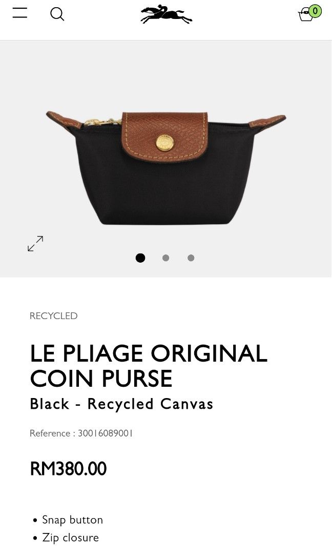 Le Pliage Original Coin purse Black - Recycled canvas (30016089001