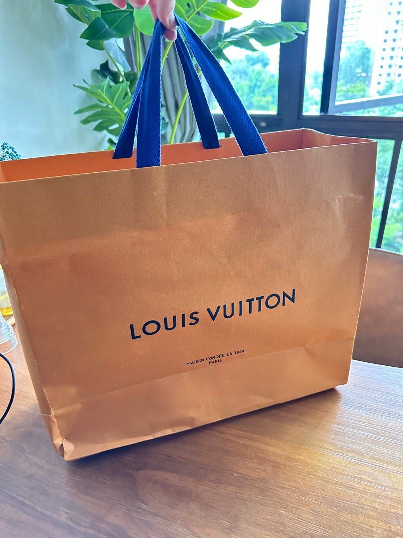 LOUIS VUITTON Authentic 3 Empty Large Paper Shopping Bags Ribbon Envelope  Card