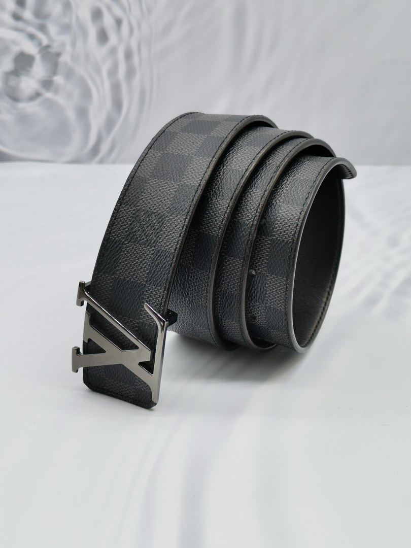 Louis Vuitton LV Initiales Silver Buckle Reversible Belt Damier Graphite  40mm Black Lining in Canvas with Silver-tone - US