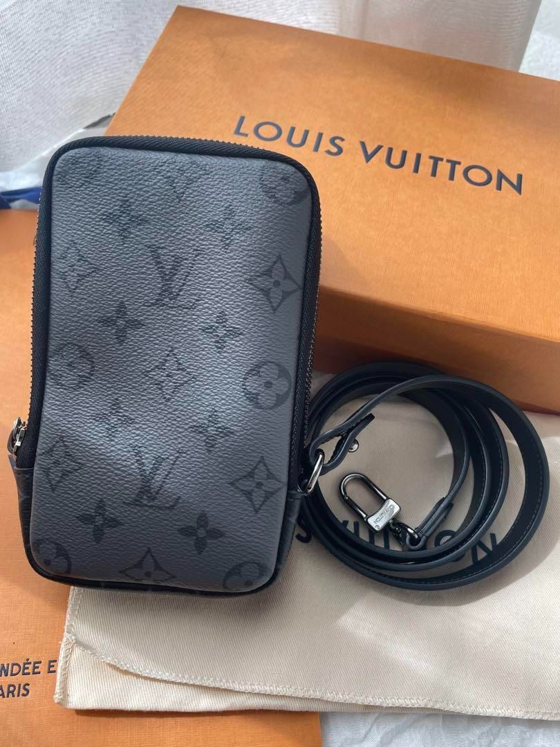Auth Louis Vuitton Monogram Eclipse Double Phone Pouch M69534