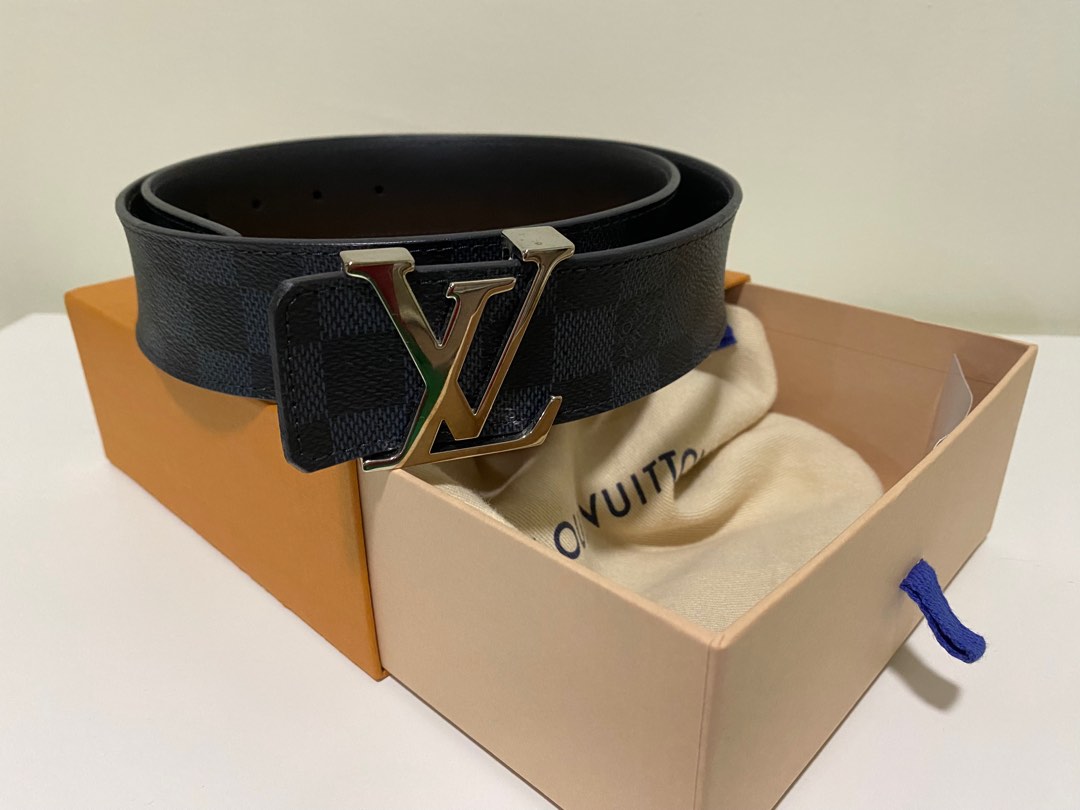 Louis Vuitton LV Initiales Silver Buckle Reversible Belt Damier Graphite  40mm Black Lining in Canvas with Silver-tone - US