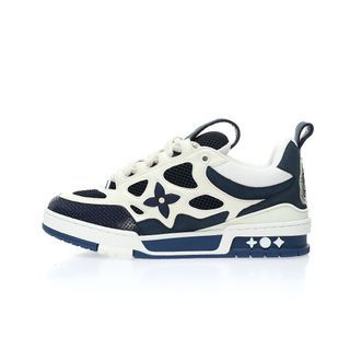 LV "Bread Shoes" brand new LV Louis Vuitton Louis Vuitton Skate 1854 Low Sneaker LV54 series low-cut retro all-match casual sports culture skateboard shoes "Navy Blue Beige Flower" 1AARRI Size: 38 39 40 41 42 43 44 45