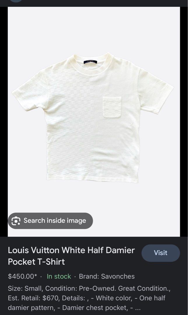 Louis Vuitton White Half Damier Pocket T-Shirt – Savonches