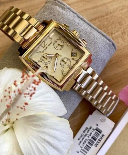 Michael Kors Square Chrono Gold Tone Luxury Watches on Carousell