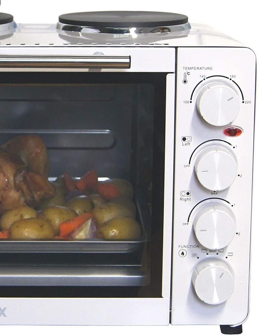 Mini Oven with Electric Grill and Double Hotplate Hob Come With Aluminium Baking Tray For Baking