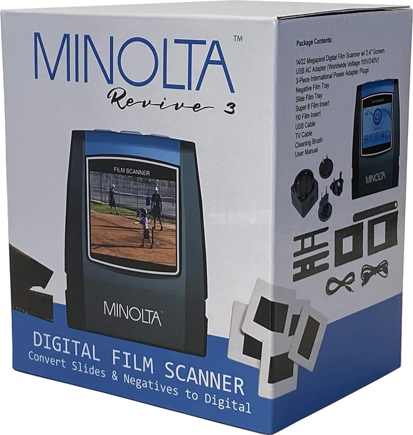MINOLTA Film  Slide Scanner, Convert Color  BW 35mm, 126, 110 Negative   Slides, Super Films to 22MP JPEG Digital Photos, 16GB SD Card, Worldwide  (Black) (Black), Photography, Photography Accessories,
