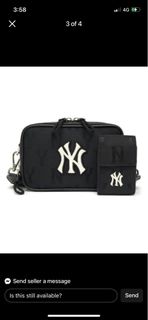 MLB NY Yankees Monogram Jacquard Mini Cross Bag Black/White