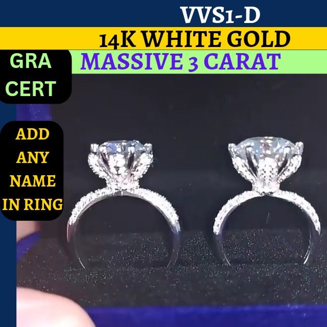 Moissanite 3 CARAT RING VVS 1 GRS PERSONALISED CUSTOMIZED gifts