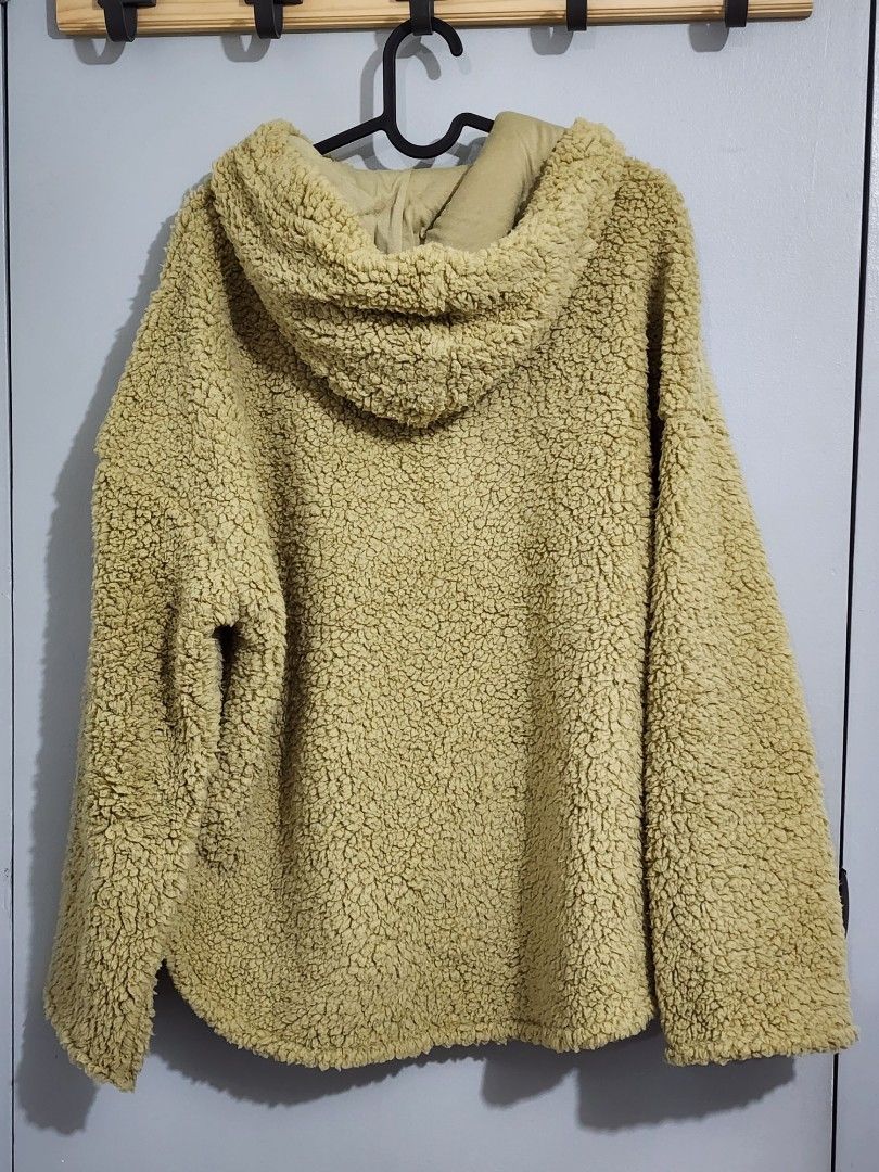 Monki Teddy Jacket with Hood Women s Fashion Coats Jackets and Outerwear on Carousell