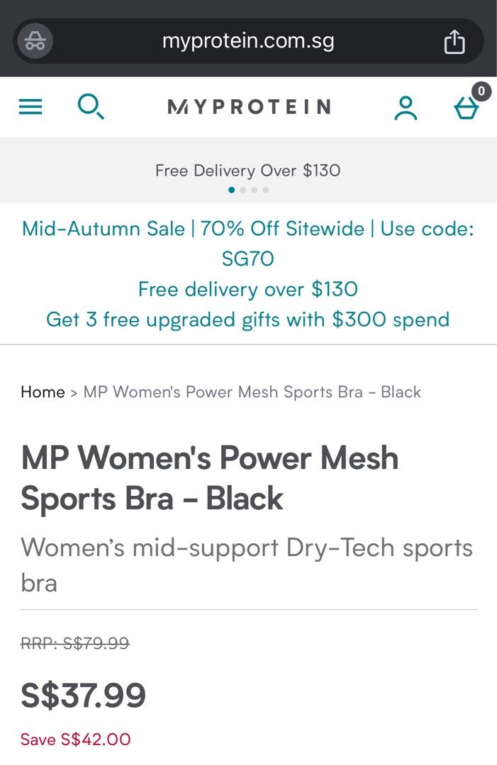 Women's Power Mesh Sports Bra, Black