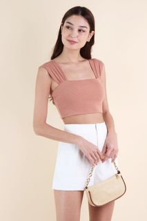 Neonmello 
Gabe Ribbed Padded Crop Top In Roast