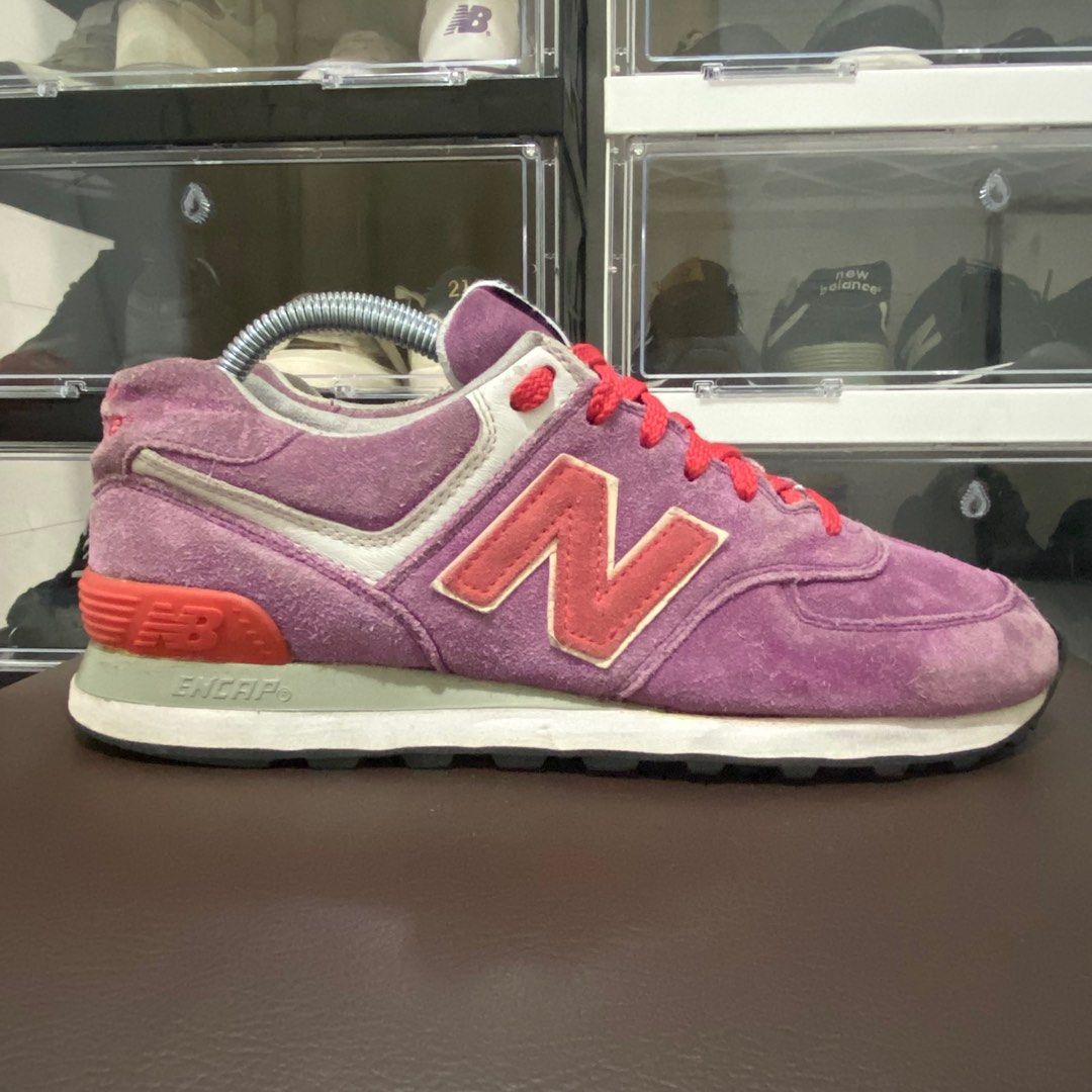 New balance 574 Purple Red Fesyen Pria Sepatu Sneakers di