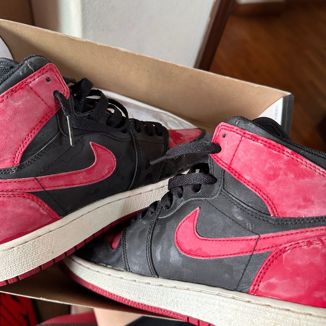 SHOE CLEARANCE Nike Air Jordan 1 High Bred GS 5.5Y Men s Fashion Footwear Sneakers on Carousell