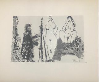 Nude Picasso Ink drawing erotic lithograph print sexy