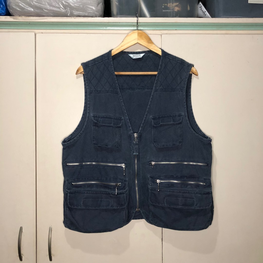 Omphalos denim cargo vest, Men's Fashion, Tops & Sets, Vests on Carousell