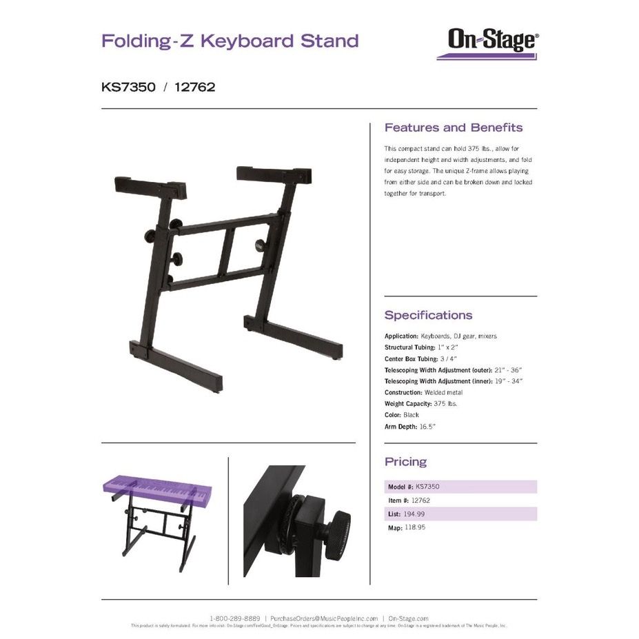 Onstage Folding-Z Keyboard Stand, Hobbies & Toys, Music & Media ...